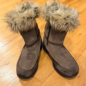 Sorel Brown Faux-Fur Trim Northern Lite Tall Winter Suede-Like Thinsulate Boots